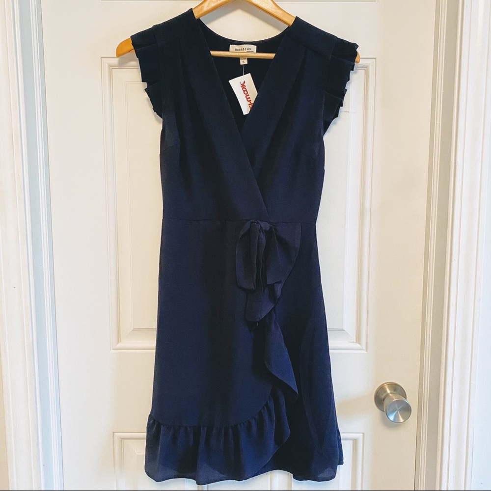 Navy Wrap-Style Dress